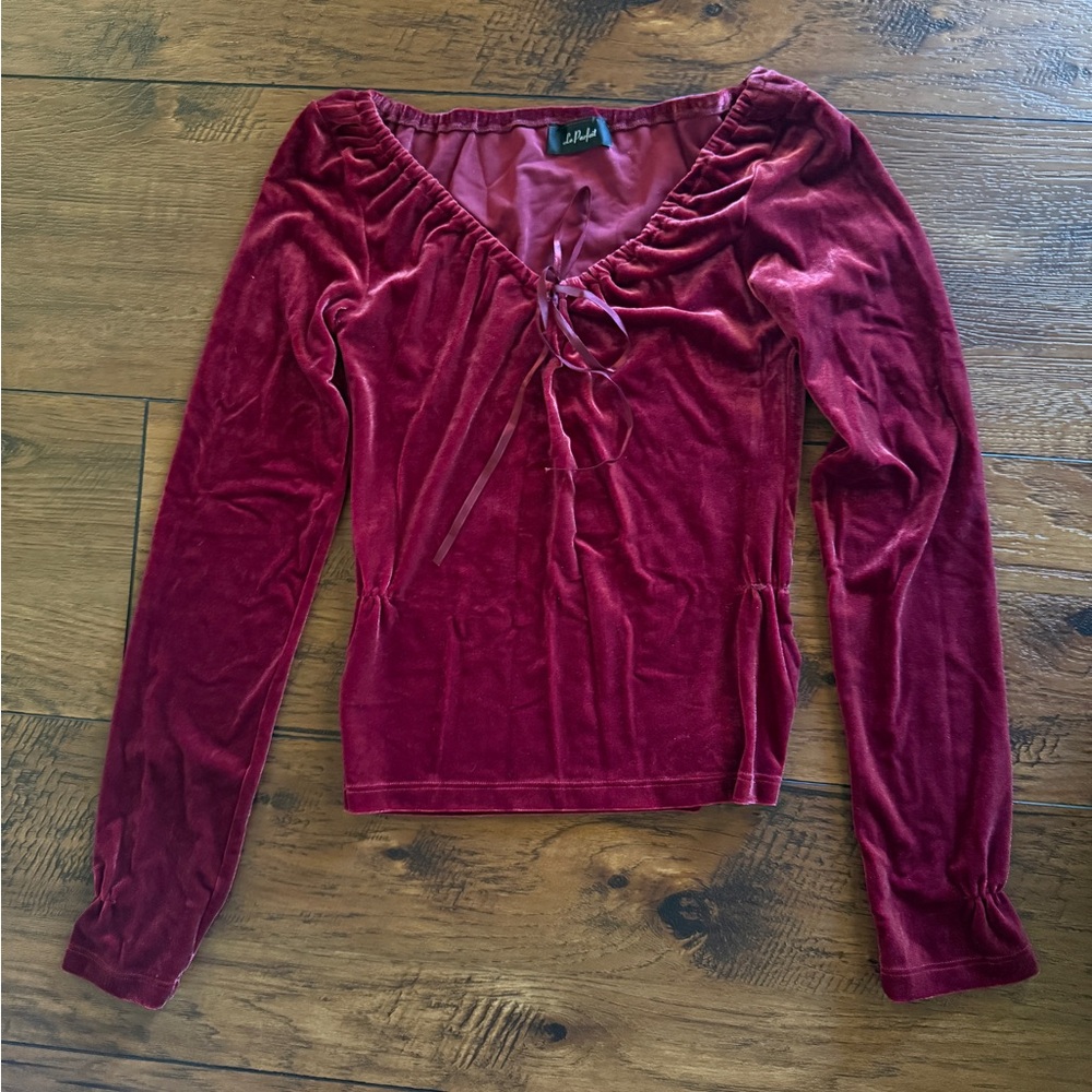Women's Red Velvet Top